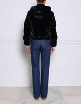 The Delilah Hooded Mink Bomber Jacket
