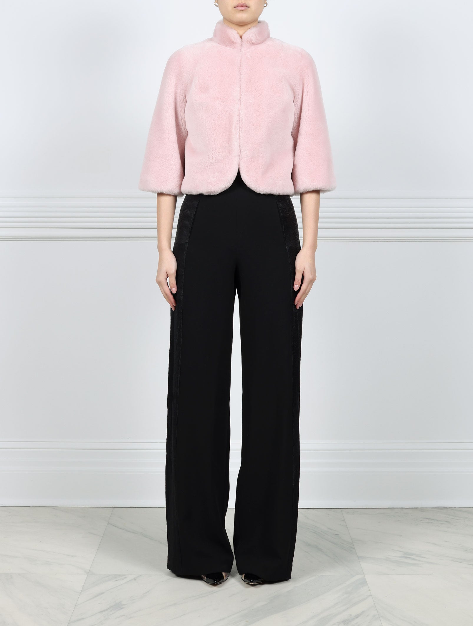 The Romy Cropped Lined Shearling Jacket