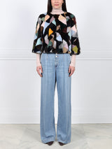 Upcycled Multi Mink  Crop Jacket