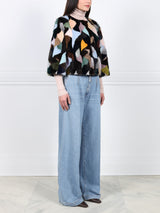 Upcycled Multi Mink  Crop Jacket