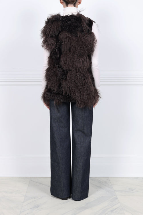 Multi Media Shearling Vest