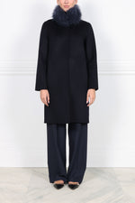 Shearling Trimmed Double Faced Wool Cashmere Coat