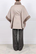 The Kai Double Face Cashmere Cape with Mink Trim