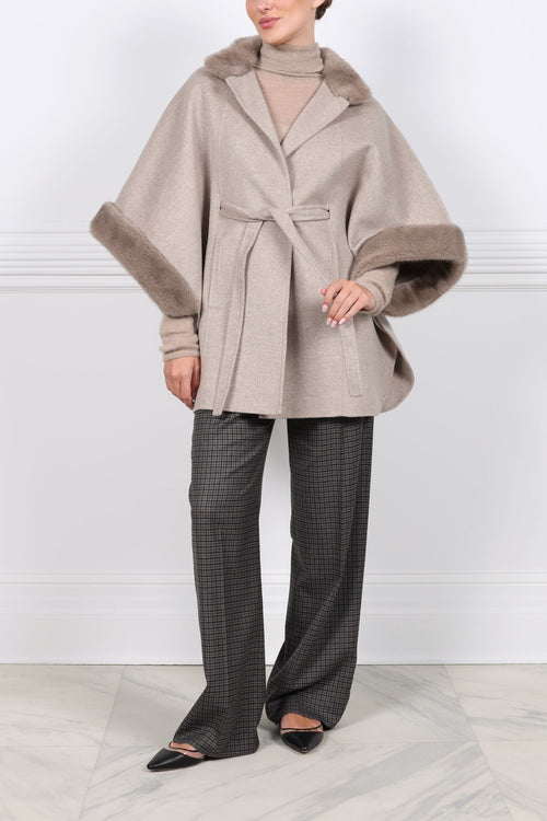 The Kai Double Face Cashmere Cape with Mink Trim