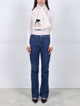 The Cherries Ivory Shearling Intarsia Scarf