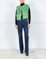 Tigrados Curly Shearling Vest in Neon Green