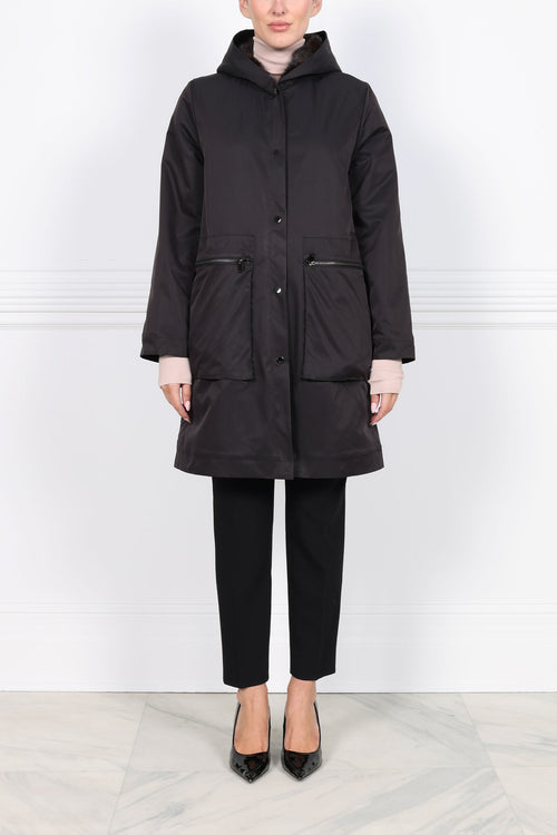 Hooded Mink Lined Rain Coat