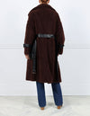 Oversized Brown Curly Shearling Belted Coat