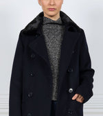 Fur Lined Peacoat with Mink Trim