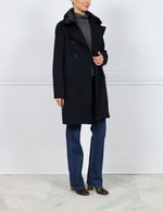 Fur Lined Peacoat with Mink Trim