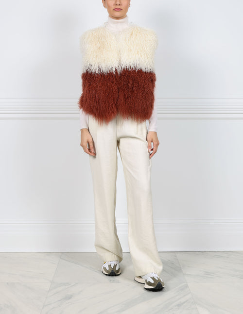 Two-Tone Curly Shearling Vest