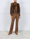 Upcycled Fox Fur Printed Vest in Brown