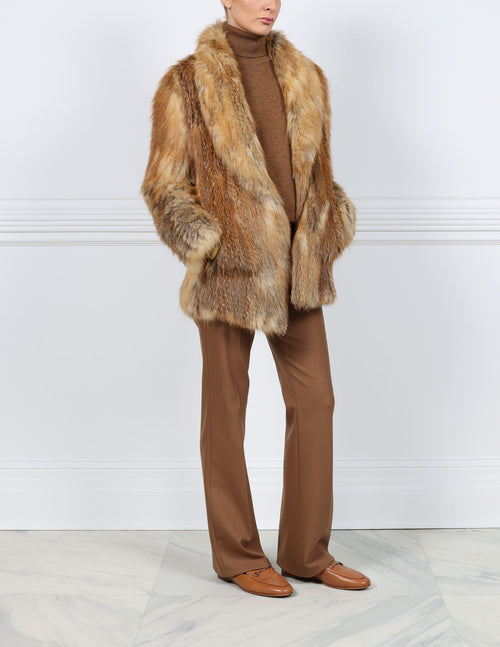 The Winter Knitted Fur Jacket with Scarf