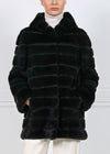 The Brigid Hooded Horizontal Mink Fur Coat