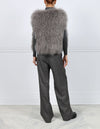 Curly Shearling Vest with Contrast Stripe