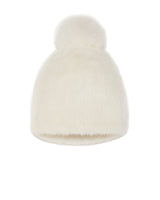 Knitted Mink Fur Hat with Fur Pom