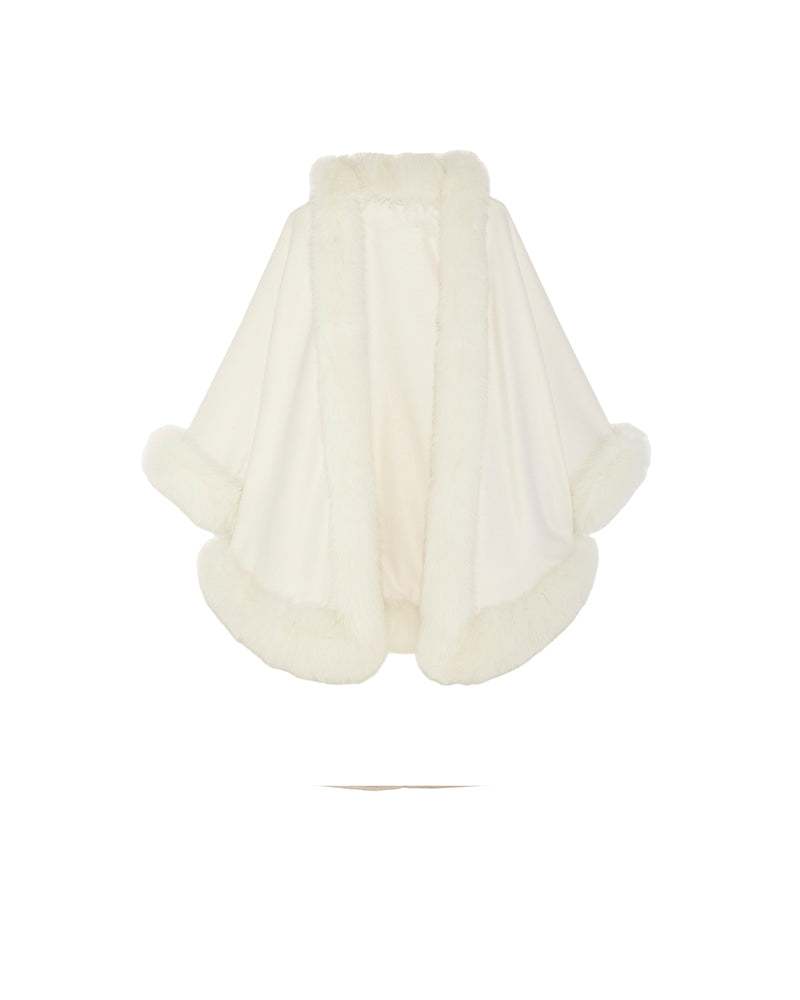 The Sol Cashmere Cape with Fox Trim