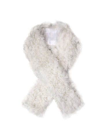 Ivory Curly Shearling Scarf