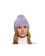 Knitted Mink Fur Hat with Fur Pom