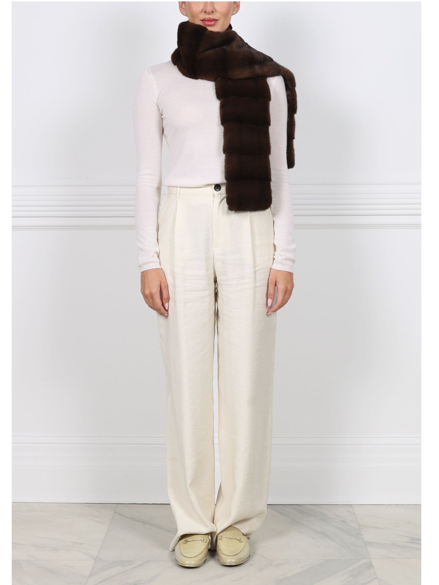 Long Cross Cut Mink Scarf