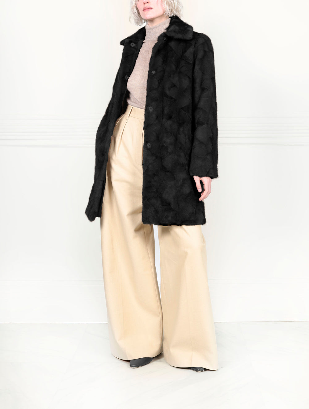 The Fen Upcycled Reversible Mink Coat in Black