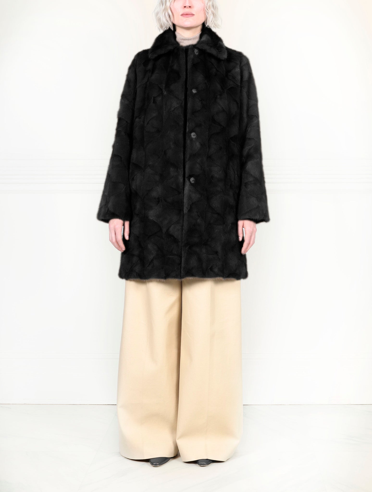 The Fen Upcycled Reversible Mink Coat in Black