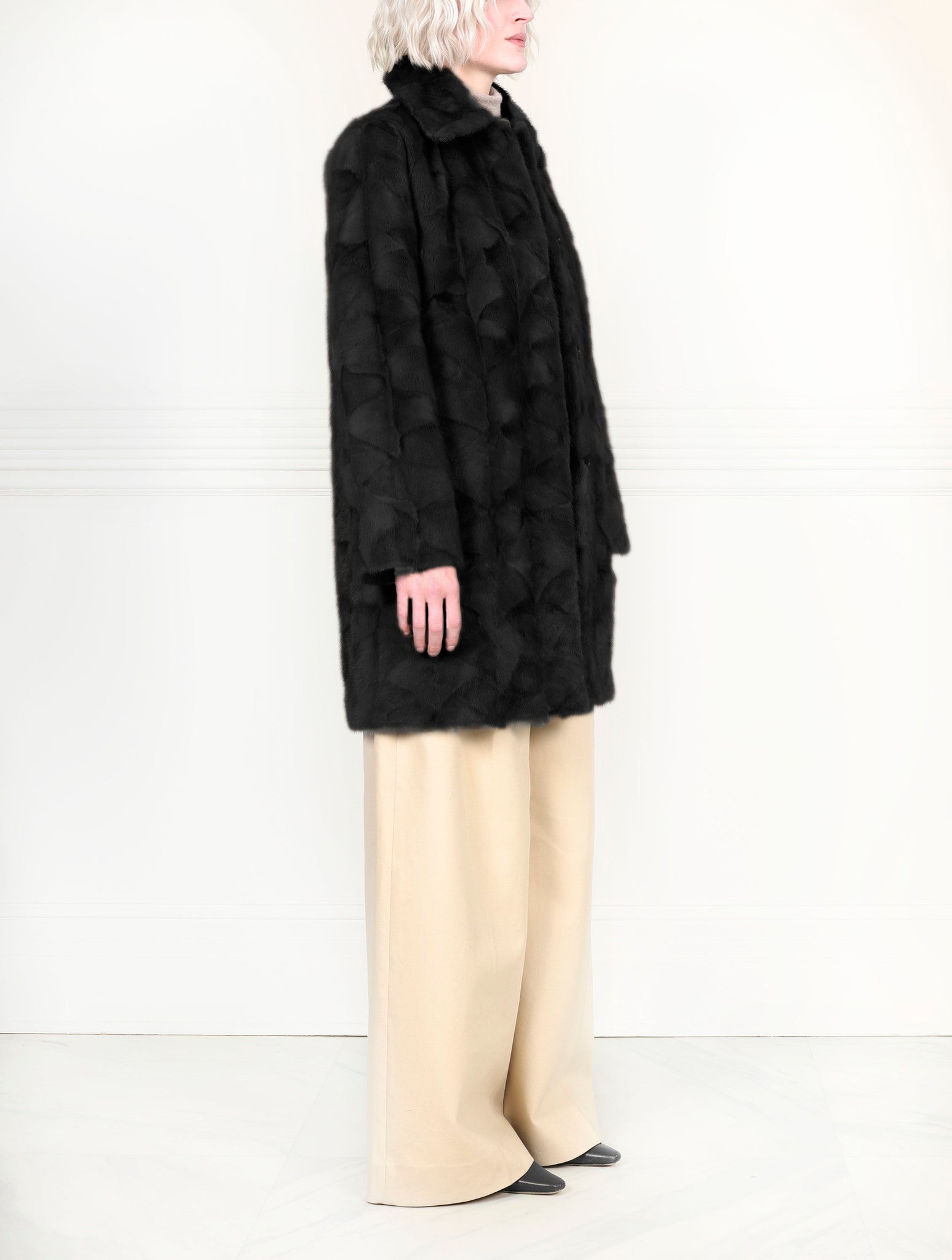 The Fen Upcycled Reversible Mink Coat in Black