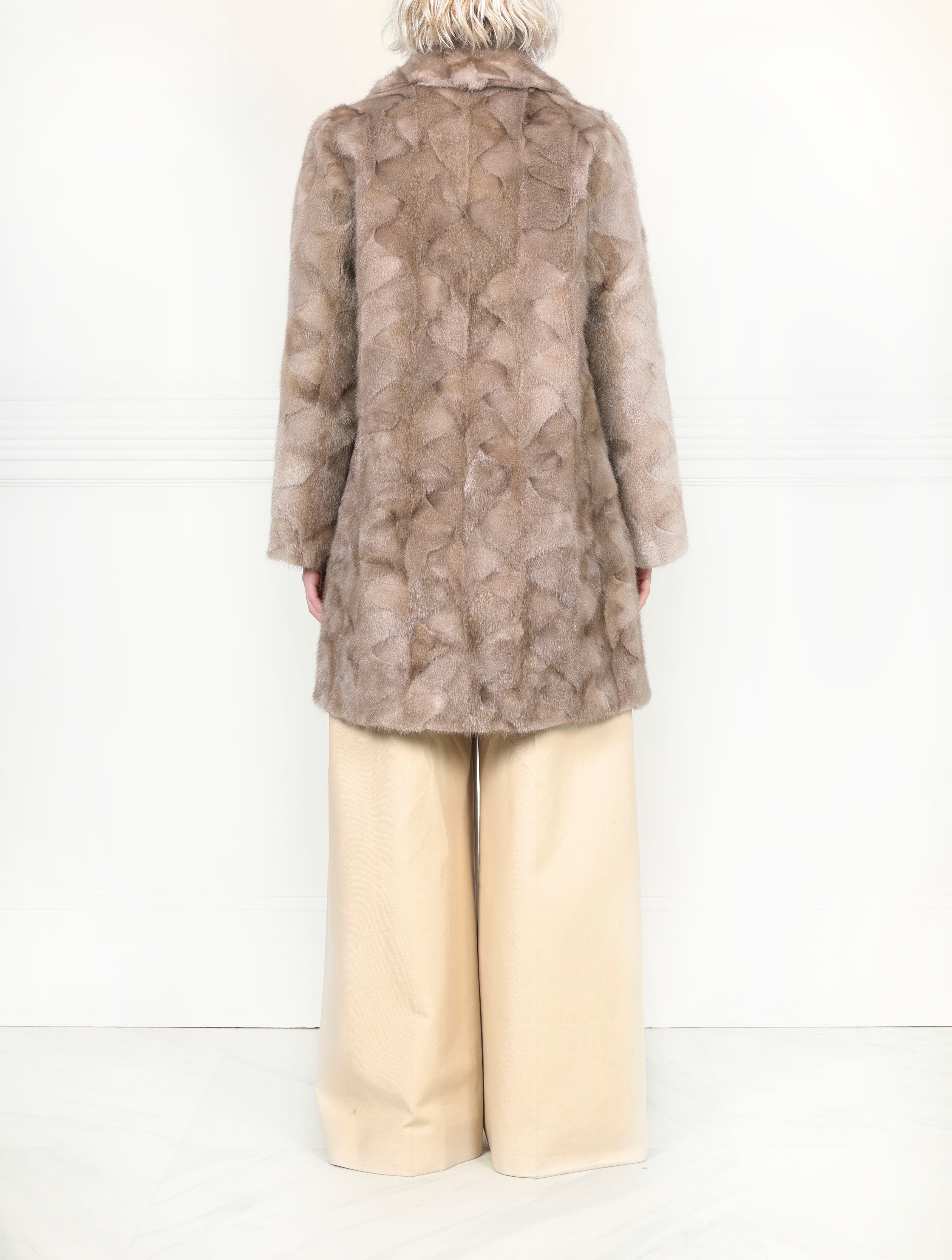 The Fen Upcycled Reversible Mink Coat in Beige