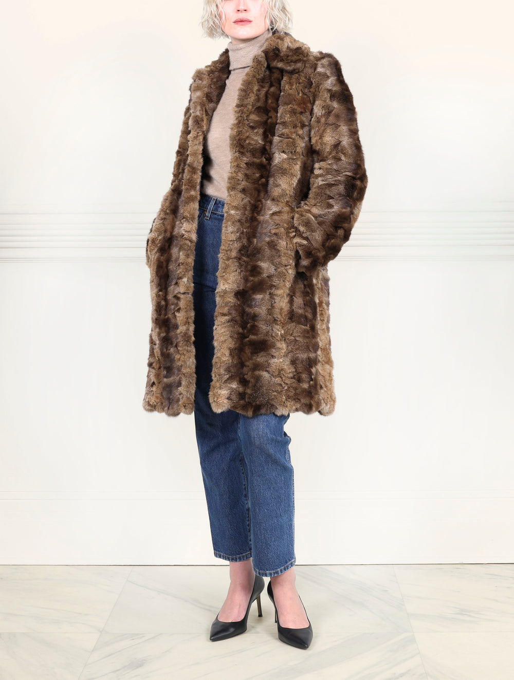 The Jessica Upcycled Tan Sable Coat