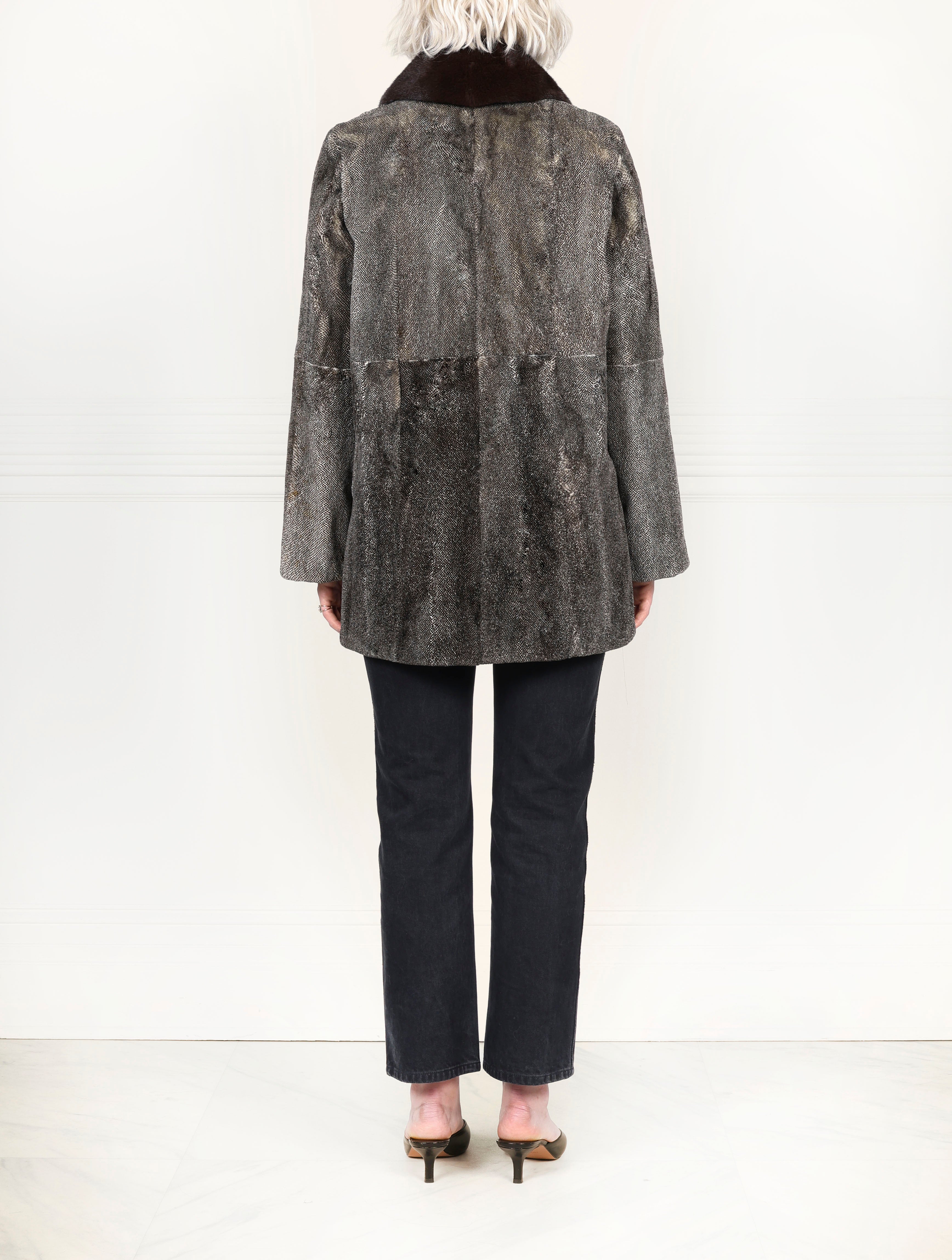 The Tweed Sheared Mink Fur Coat