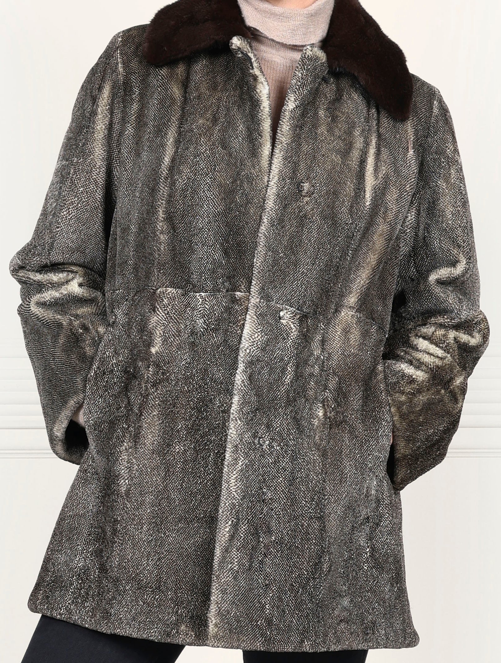 The Tweed Sheared Mink Fur Coat