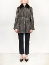 The Tweed Sheared Mink Fur Coat
