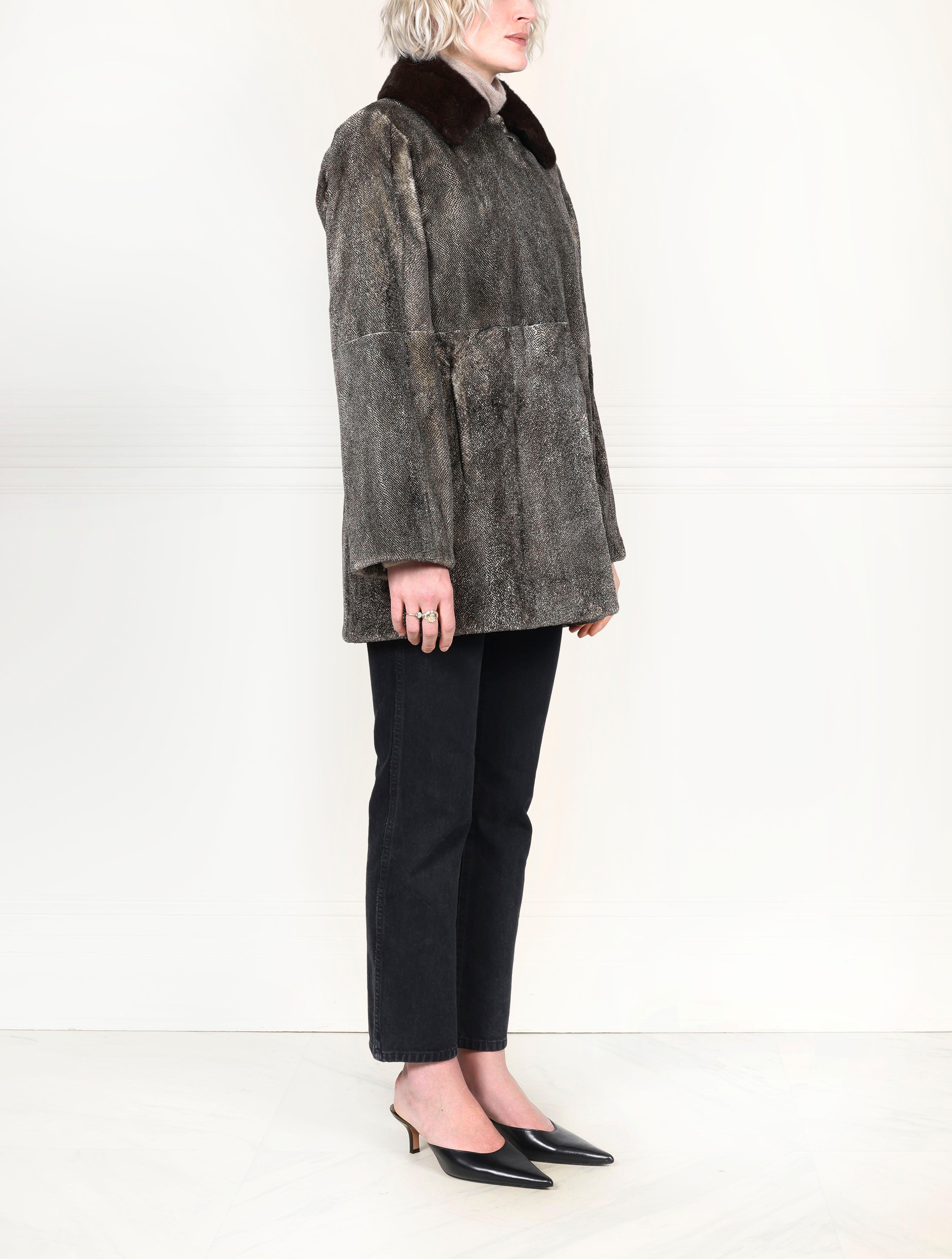 The Tweed Sheared Mink Fur Coat