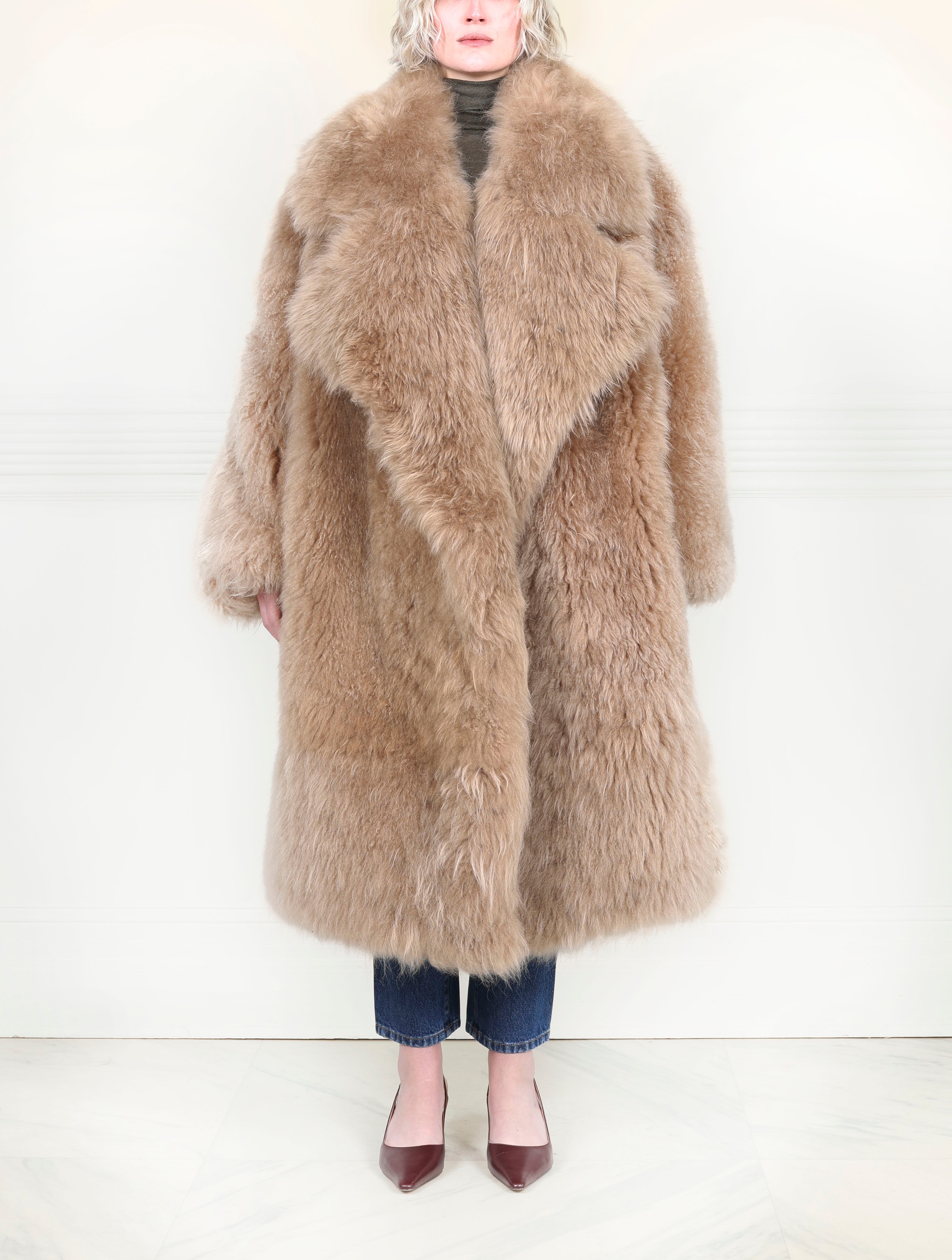 Oversized Shearling Clutch Coat