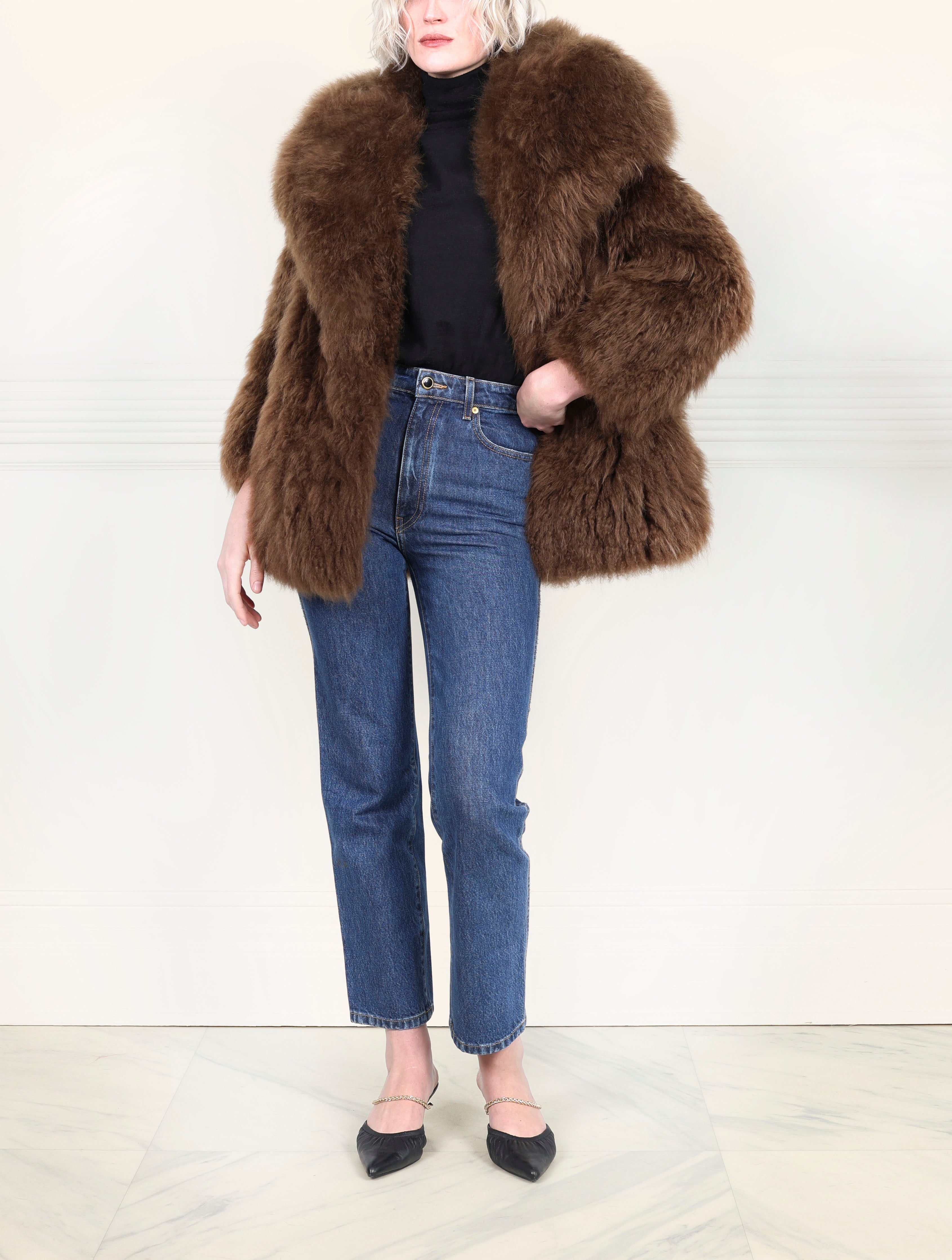 Cape Collar Shearling Jacket
