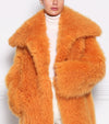 Cashmere Shearling Oversized Coat in Orange