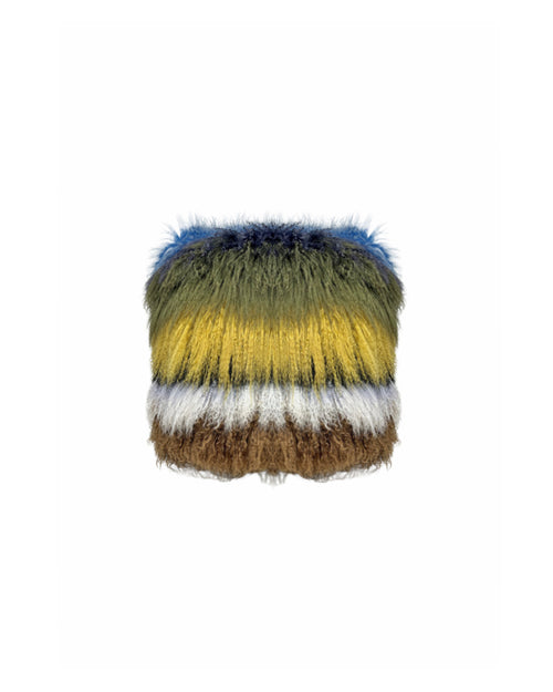 Striped Curly Shearling Pillow