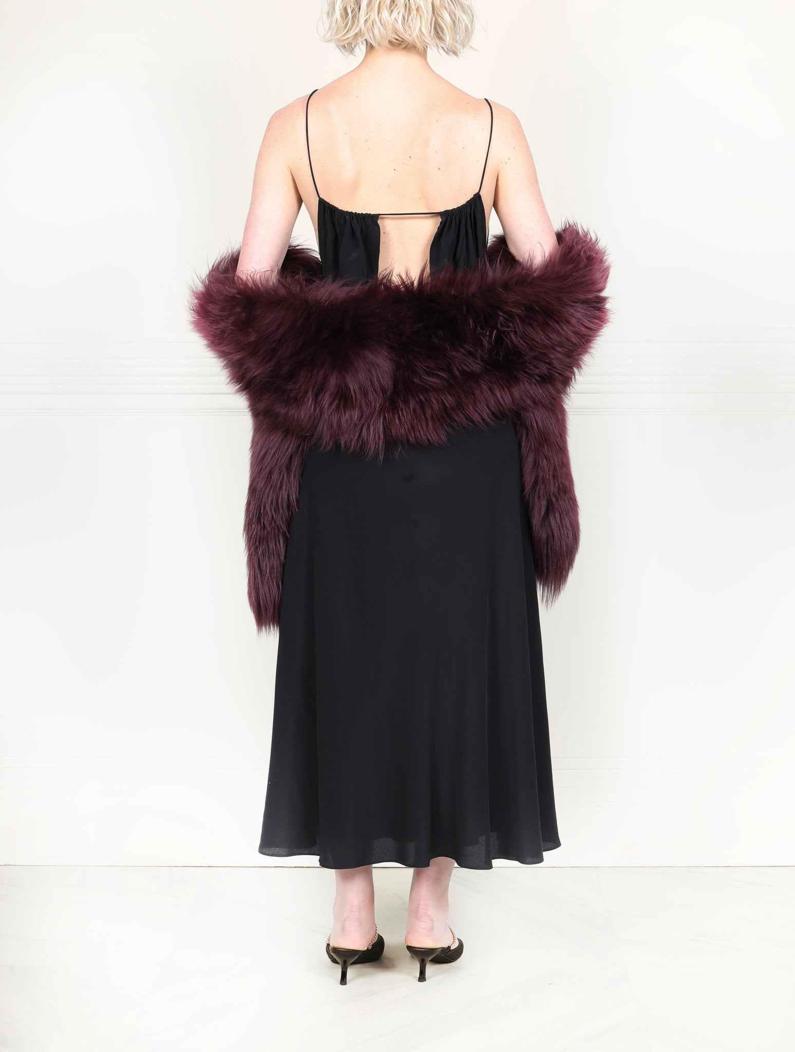 The Wine Shearling Wrap Scarf
