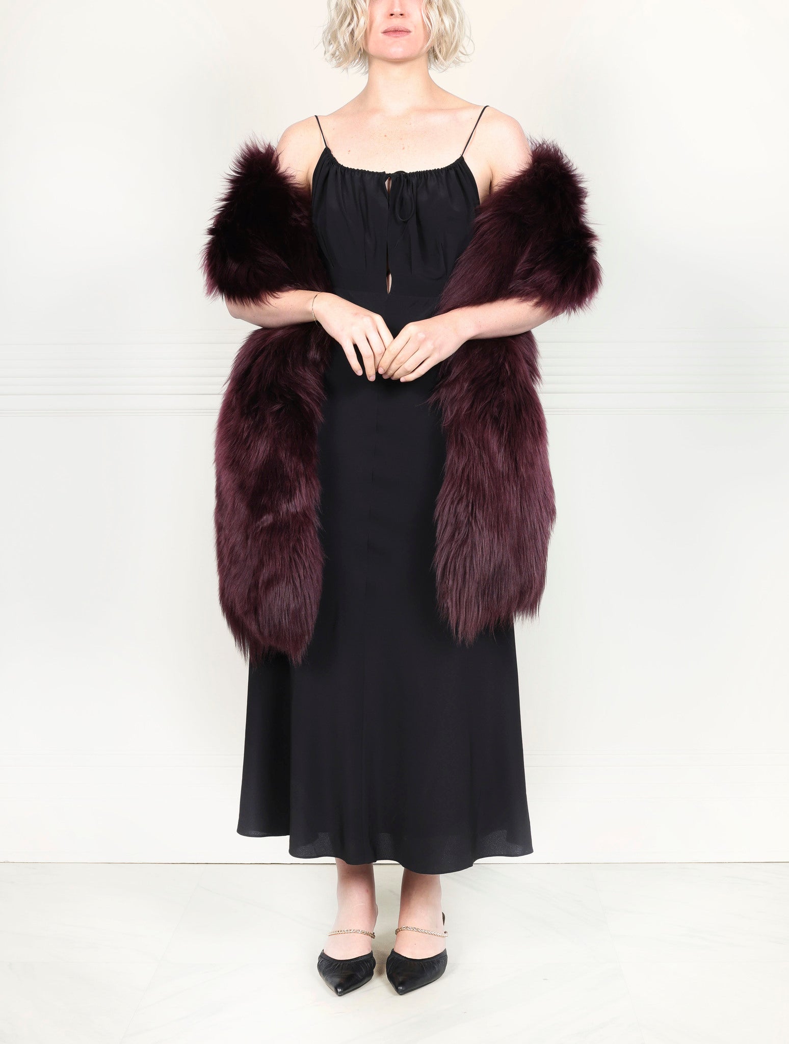 The Wine Shearling Wrap Scarf