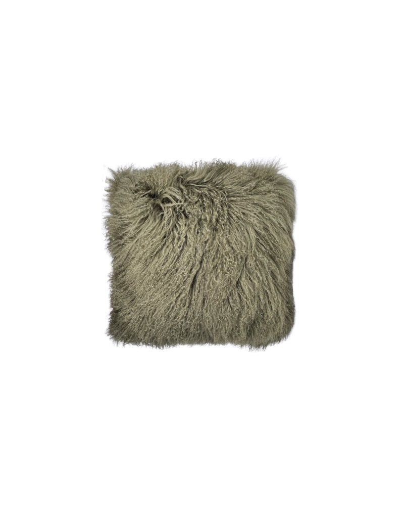 Curly Shearling Pillow in Green
