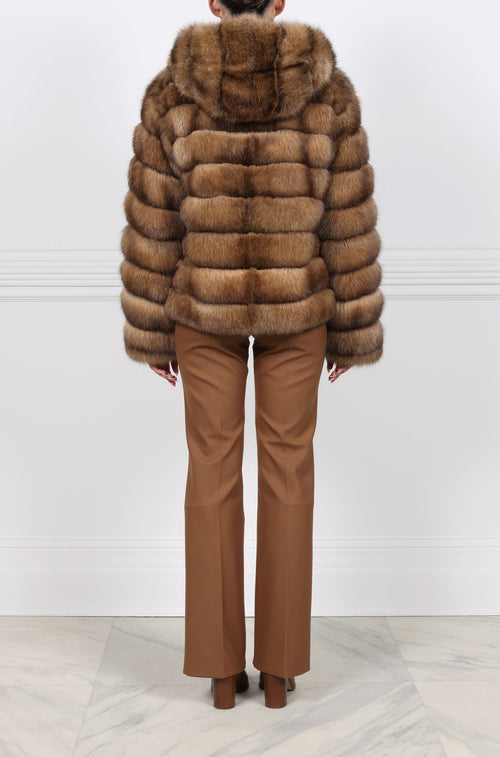 The Sarah Sable Fur Hooded Jacket