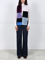 Color Blocked Mink Fur Scarf