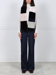 Color Blocked Mink Fur Scarf