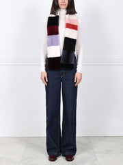 Color Blocked Mink Fur Scarf