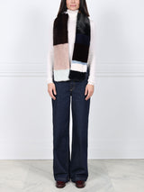 Color Blocked Mink Fur Scarf