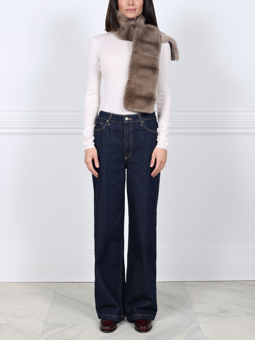 Cross Cut Mink Fur Scarf