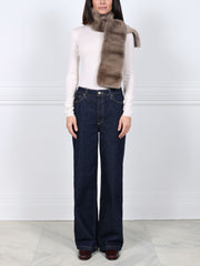 Cross Cut Mink Fur Scarf