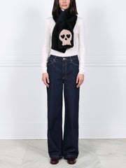 The Skull Raw Edge Merino Shearling Pull Through Scarf