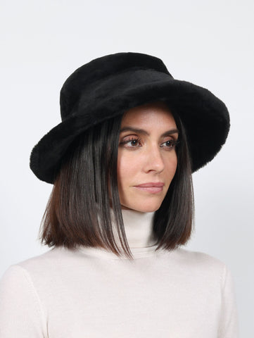 Wide Brim Merino Shearling Hat
