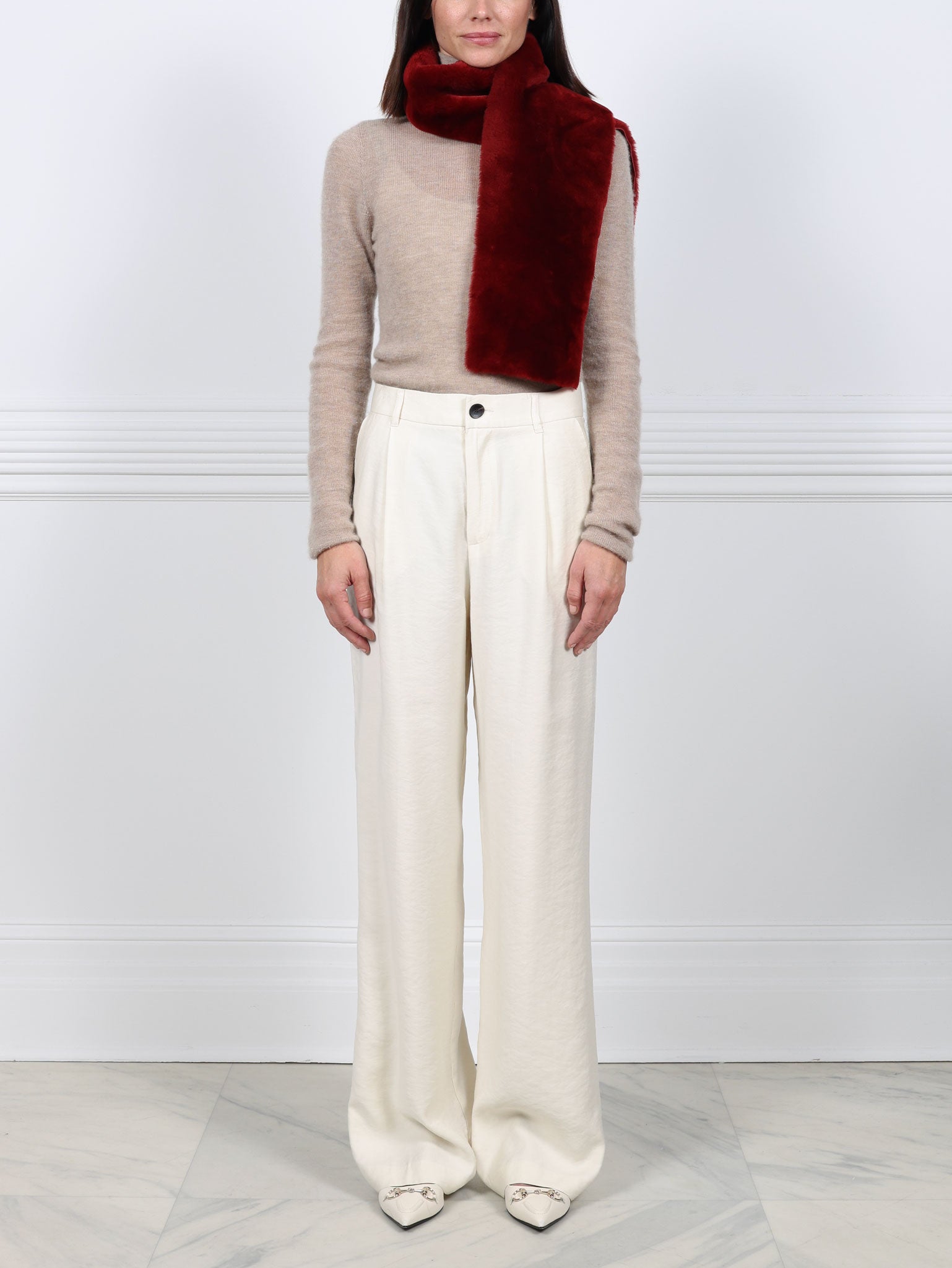 Burgundy Shearling Scarf